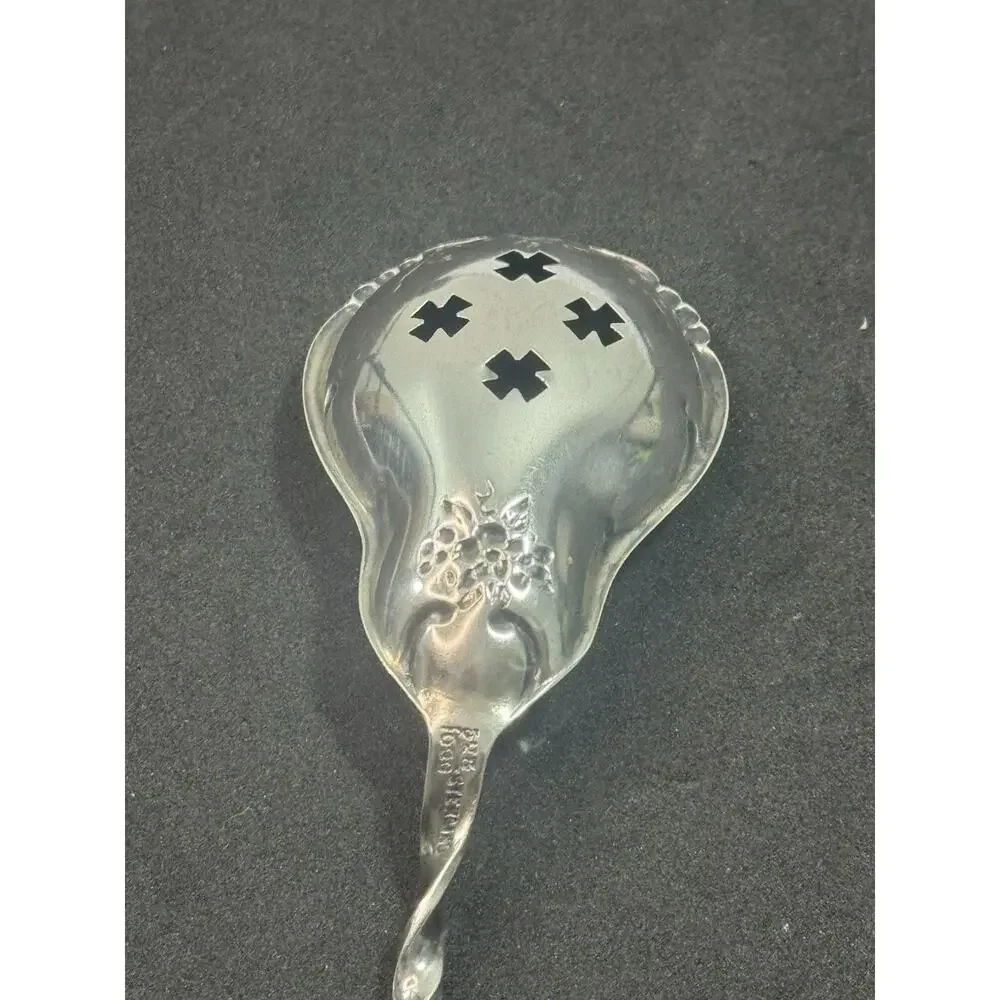 Antique Sterling Olive Cocktail Spoon Floral Decoration Twist Handle